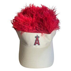 ⚾️ LA Angels Novelty Cap – Red Faux Hair MLB Fan Cap • Game Day Statement